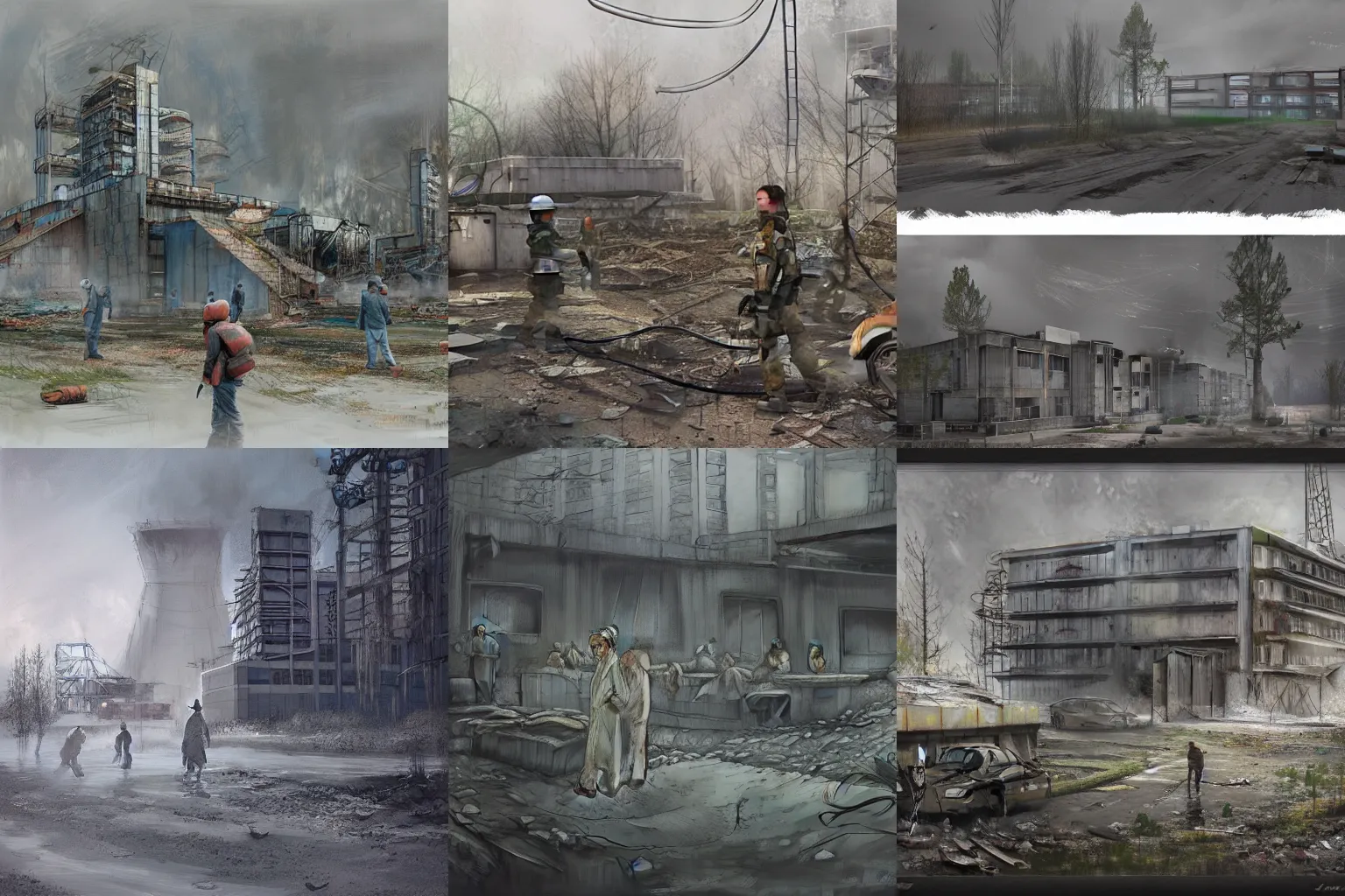 Prompt: liquidators in chernobyl, concept art by Isaac Kim, highly detailed, ultra detailed, ultra realistic, trending on artstation