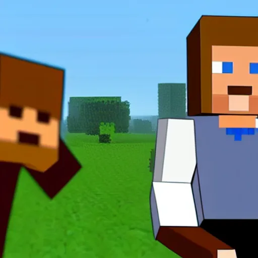 Prompt: angela merkel as a minecraft character