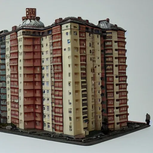Image similar to figurine of soviet apartment building