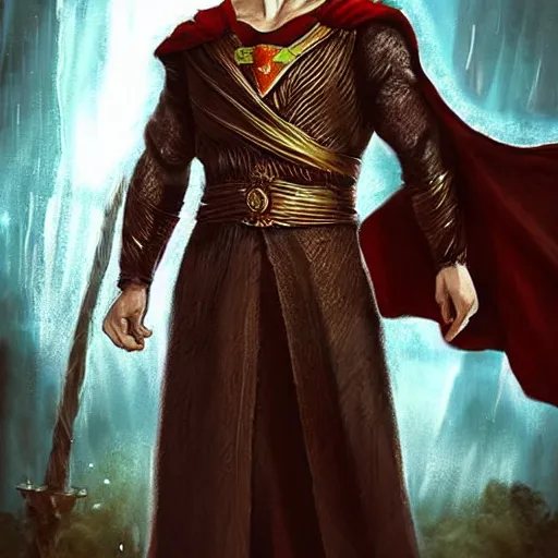 Image similar to henry cavill as a fantasy mage, art by alexey gogin