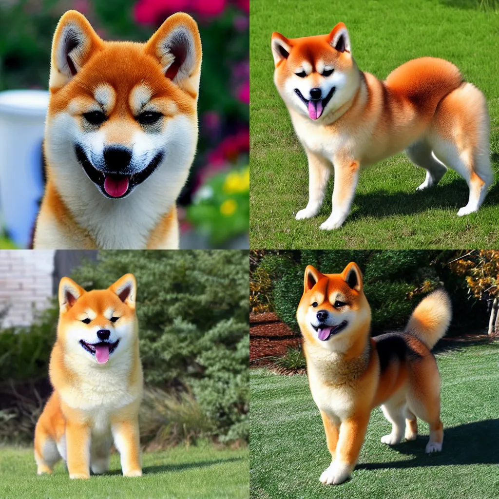 Prompt: fuzzy happy shiba inu, japanese dog, medium breed, friendly