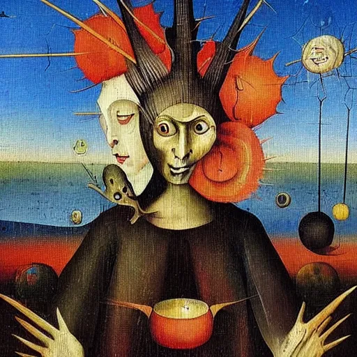 Image similar to “ hieronymus bosch psychedelic oil painting, surreal ”