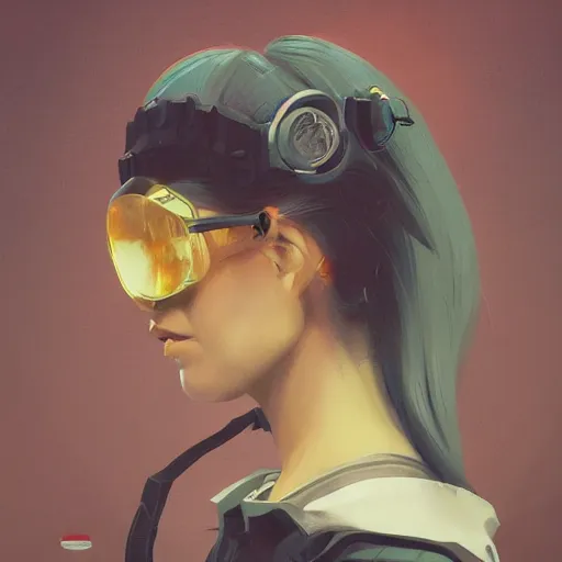 Image similar to Beautiful girl wearing goggles profile picture by Greg Rutkowski, asymmetrical, Organic Painting , Matte Painting, geometric shapes, hard edges, street art, trending on the artstation, realistic by Sachin Teng,