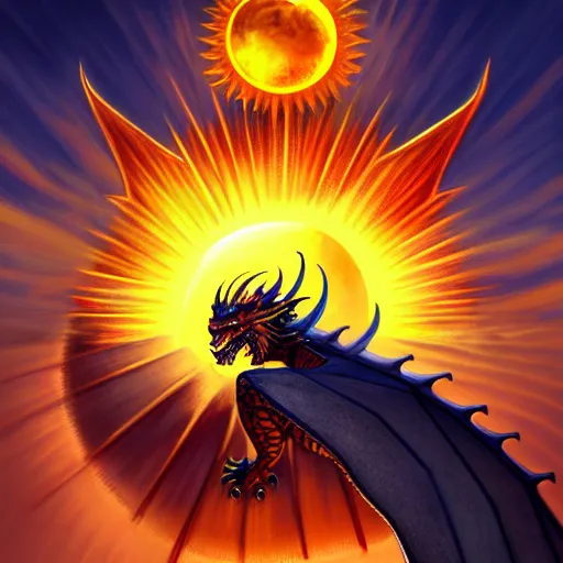 Prompt: a dragon transporting the sun, 8 k, digital art, modernism, fantasy art, trending on artstation, ultra detailed