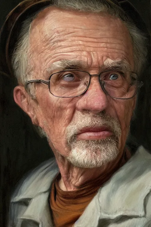 Image similar to Timmy turner as an old man, oil on canvas, intricate, portrait, 8k highly professionally detailed, HDR, CGsociety