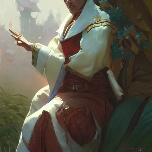 Image similar to grand general swain league of legends on his day off, highly detailed, digital painting, artstation, concept art, smooth, sharp focus, illustration, ArtStation, art by artgerm and greg rutkowski and alphonse mucha and Edmund Blair Leighton and Charlie Bowater