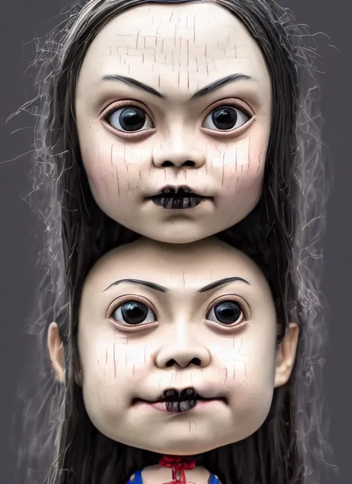 Prompt: closeup face profile portrait of tin toy greta thunberg as a gothic vampire, bikini, depth of field, zeiss lens, detailed, symmetrical, centered, fashion photoshoot, by nicoletta ceccoli, mark ryden, lostfish, breathtaking, 8 k resolution, extremely detailed, beautiful, establishing shot, artistic, hyperrealistic, octane render