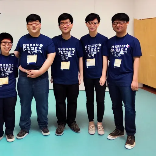 Prompt: technicbots asian ftc team with navy blue shirts