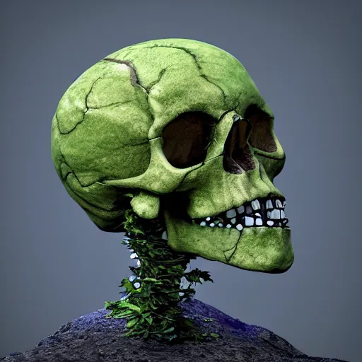 Prompt: tree growing from a human skull, highly detailed, 3 d, blender, unreal engine 5, 8 k, raytracing, ambient occlusion,