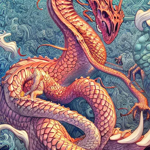 Image similar to 🐲, extremely detailed, sharp focus, wide view, full body shot, smooth, digital illustration, by james jean, by rossdraws, frank franzzeta, sakimichan