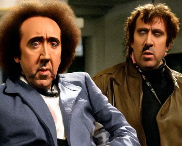 Prompt: nicolas cage cameo in the it crowd ( 2 0 0 6 ), channel 4, episode still, 4 8 0 p