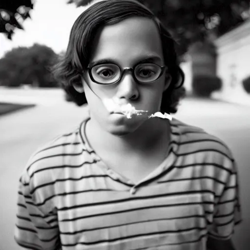 Image similar to teenage Benjamin Franklin smoking behind his school in 1995, XF IQ4, 150MP, 50mm, F1.4, ISO 200, 1/160s, natural light, Adobe Photoshop, Adobe Lightroom, photolab, Affinity Photo, PhotoDirector 365