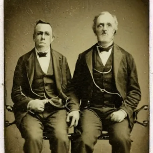 Image similar to tintype photo of rick and morty. 1 8 8 0 s