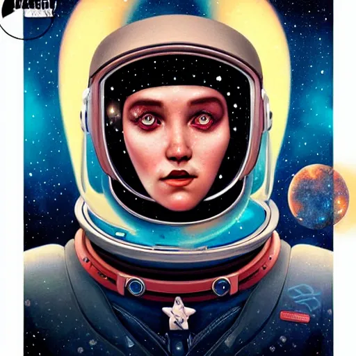 Prompt: space cosmic cosmonaut lofi portrait, Pixar style, by Tristan Eaton Stanley Artgerm and Tom Bagshaw.