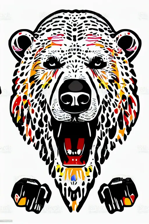 Image similar to Portrait of a polar bear, mafia, gangster, sticker, colorful, illustration, highly detailed, simple, smooth and clean vector curves, no jagged lines, vector art, smooth