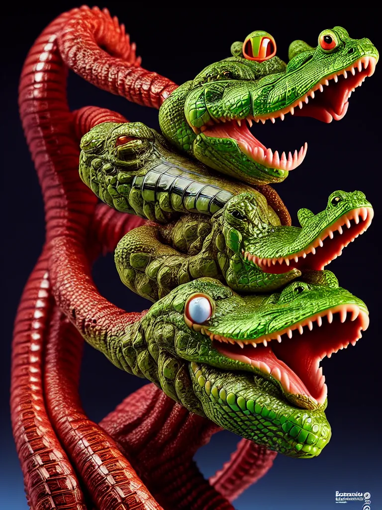 Image similar to hyperrealistic rendering, alligator earthworm by bernie wrightson and killian eng and joe fenton, product photography, action figure, sofubi, studio lighting, colored gels, colored background