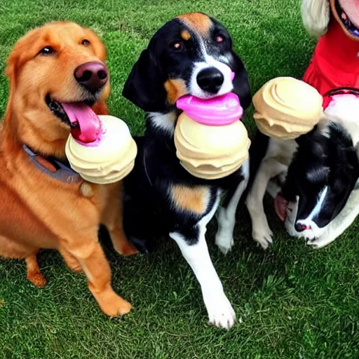 Prompt: dogs eating ice cream