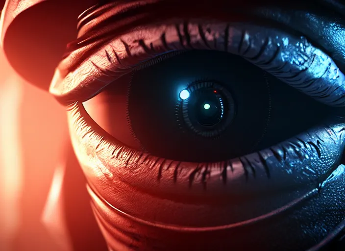 Prompt: human eye. Intricate. Very detailed 8k. Fantasy cyberpunk horror. Sharp. Cinematic post-processing. Unreal engine. Nanite. Ray tracing. Parallax. Tessellation
