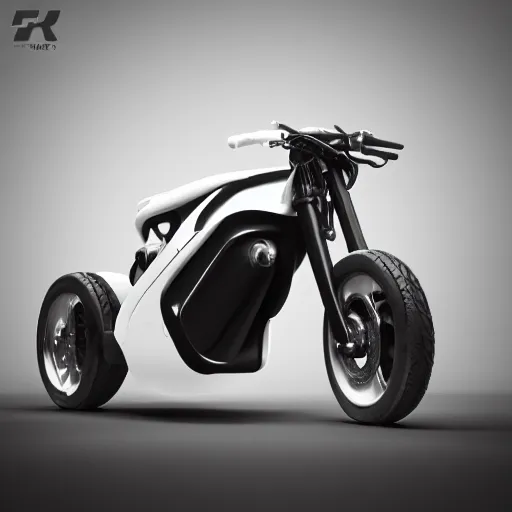 Image similar to irobot style akira motor cycle in white, hard surface model, 3 d, octane render, product design, vehicle design, clean aesthetic, octane render, high definition