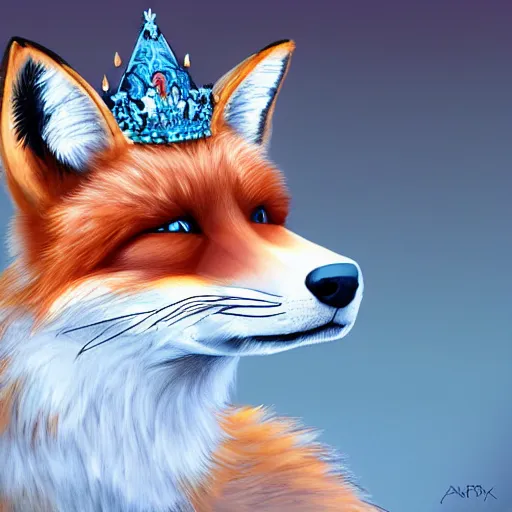 Image similar to fox wearing a tiara, fantasy art, artstation