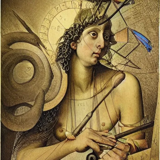 Image similar to goddess of complex mathematical equations inspired by bosch, goya, courbet. mathematical paradise, detailed beautiful animals, esoteric equation heaven, detailed beautiful plants, 3 d platonic solids, elegant intricate diagrams, beautiful equations, oil paint, pen and ink, color, hyperrealistic, on loan from louvre, masterpiece