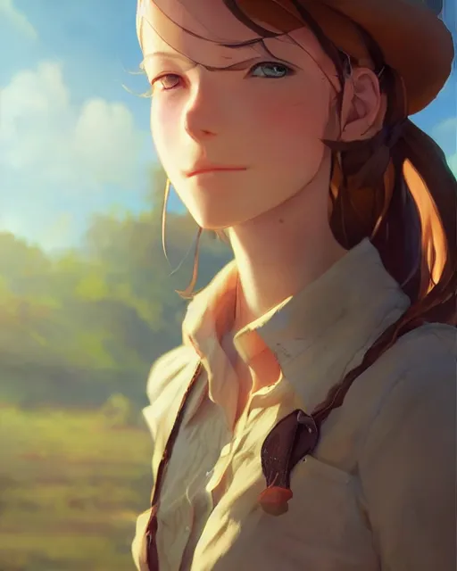 Prompt: a farmer girl, full shot, atmospheric lighting, detailed face, one piece style, by makoto shinkai, stanley artgerm lau, wlop, rossdraws