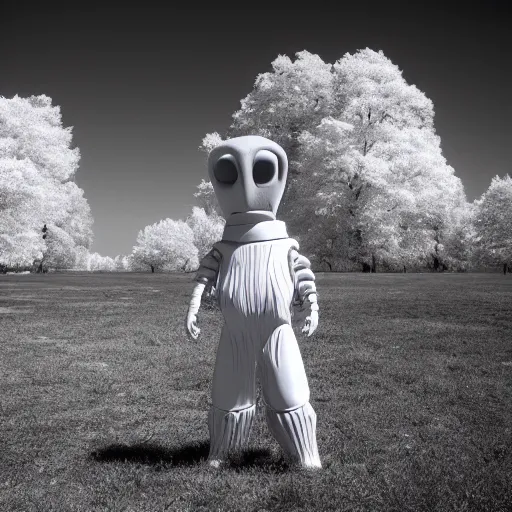 Image similar to infrared photography of an alien