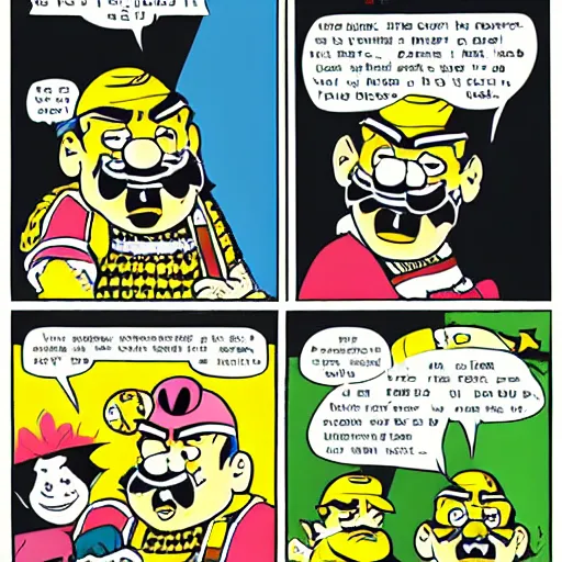 Prompt: wario in the style of a tin - tin comic