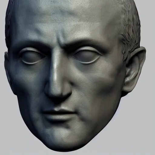 Image similar to a neon ring over the neck renaissance statue head, 3 d render