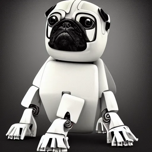 Image similar to Futuristic robot Pug. Photorealistic. HD.