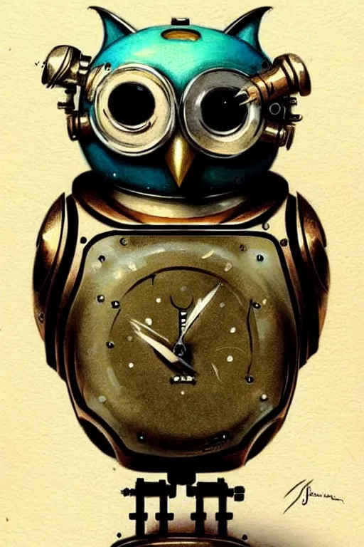 Image similar to (((((1950s retro robot steampunk owl . muted colors.))))) by Jean-Baptiste Monge !!!!!!!!!!!!!!!!!!!!!!!!!!!!!!