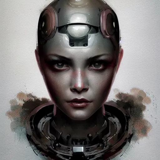 Image similar to a magical robot head, tattoo, artificial intelligence, highly detailed, digital painting, smooth, sharp, beautiful face, expressive eyes, art by greg rutkowski