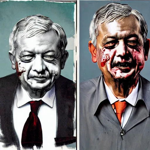 Prompt: zombie andres manuel lopez obrador by norman rockwell