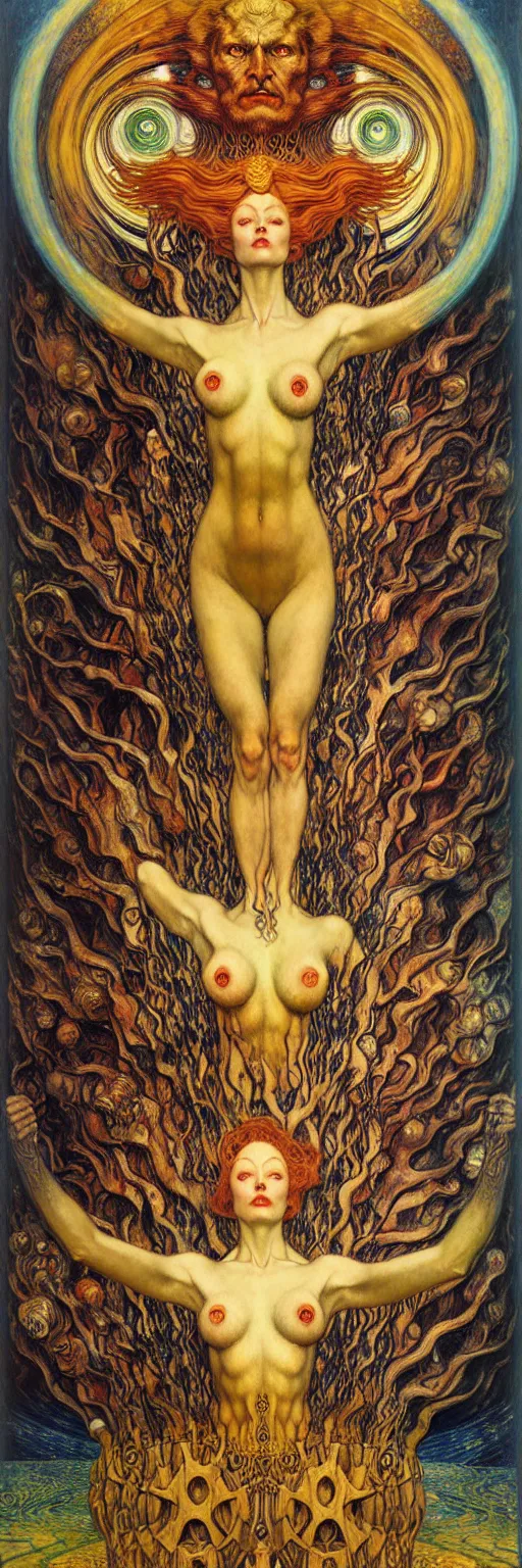 Image similar to Divine Chaos Engine by Karol Bak, Jean Delville, William Blake, Gustav Klimt, and Vincent Van Gogh, symbolist, visionary