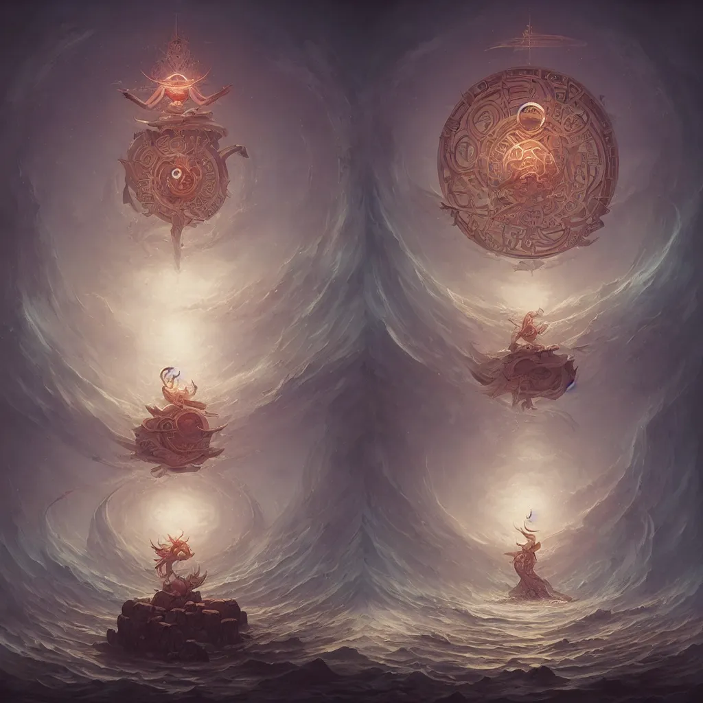 Image similar to Giant Floating Circular Ancient Sacred Calligraphy Structure by Peter Mohrbacher