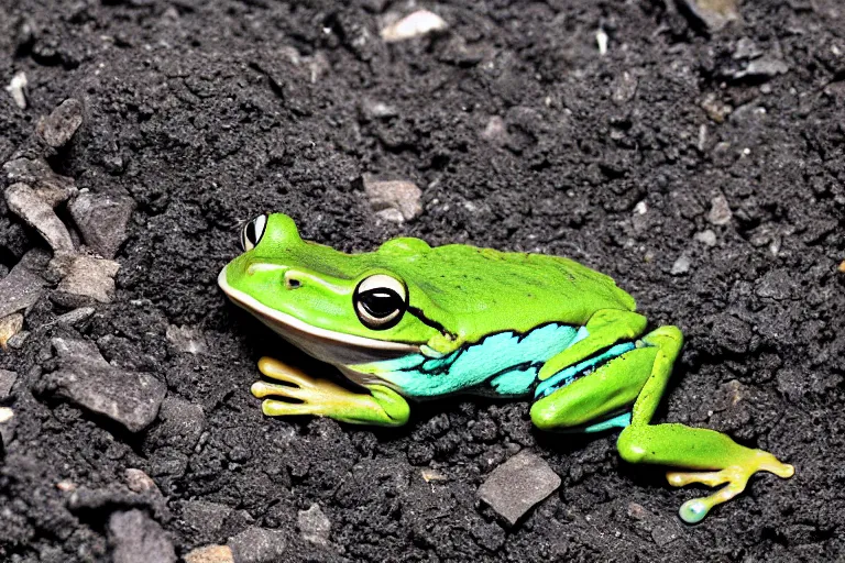 Prompt: frog in the coal mine