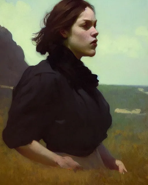 Prompt: art by greg rutkowski, gustave courbet, rosa bonheur, edward hopper. faithfully depicted facial expression, perfect anatomy, sharp focus, global illumination, radiant light, detailed and intricate environment, trending on artstation