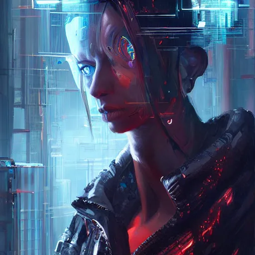 Image similar to evil a. i., cyberpunk, neuromancer, painted by stanley lau, painted by greg rutkowski, painted by stanley artgerm, digital art, trending on artstation