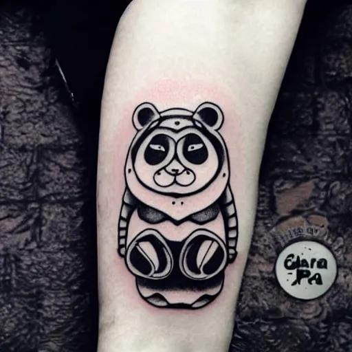 Prompt: Panda doing tatoo, in the style of Grand Monmon Cat