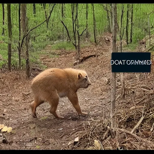 Image similar to trail cam footage of Donald trump