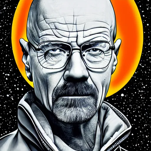 Image similar to a detailed portrait of walter white on the moon, art illustration, incredibly highly detailed and realistic, 8 k, sharp focus