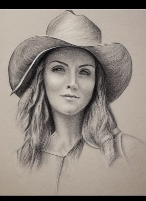 Image similar to 1 8 0 0 s style full body detailed pencil drawing of a cowgirl beautiful face, realistic