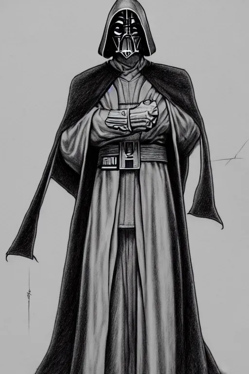 Image similar to a line drawing of an old jedi knight joe fenton, trending on artstation, realistic rendering