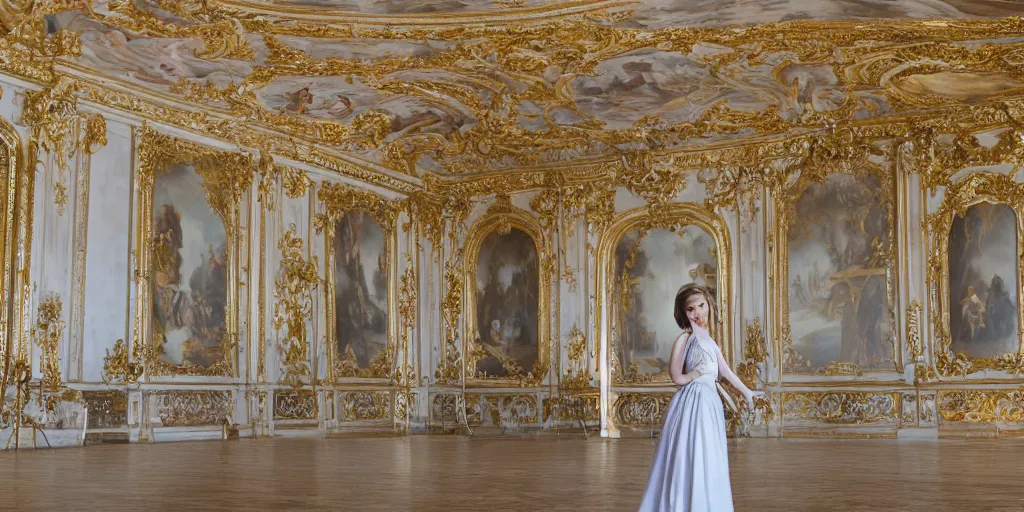 Prompt: Emma Watson portrait Palace of Versailles canon 5d mk4