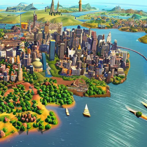 Image similar to new york city in the style of civilization vi