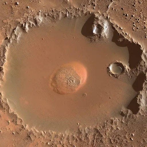 Image similar to Korolev city inside of Korolev crater on Mars, satellite view