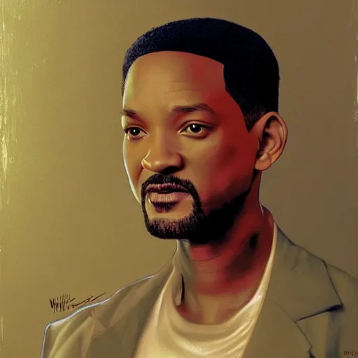 Image similar to Painting of Will Smith as Neo in The Matrix. Art by william adolphe bouguereau. During golden hour. Extremely detailed. Beautiful. 4K. Award winning.