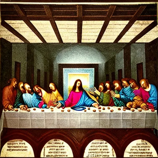 Image similar to “The Last Supper” by Da Vinci in the style of a data visualisation