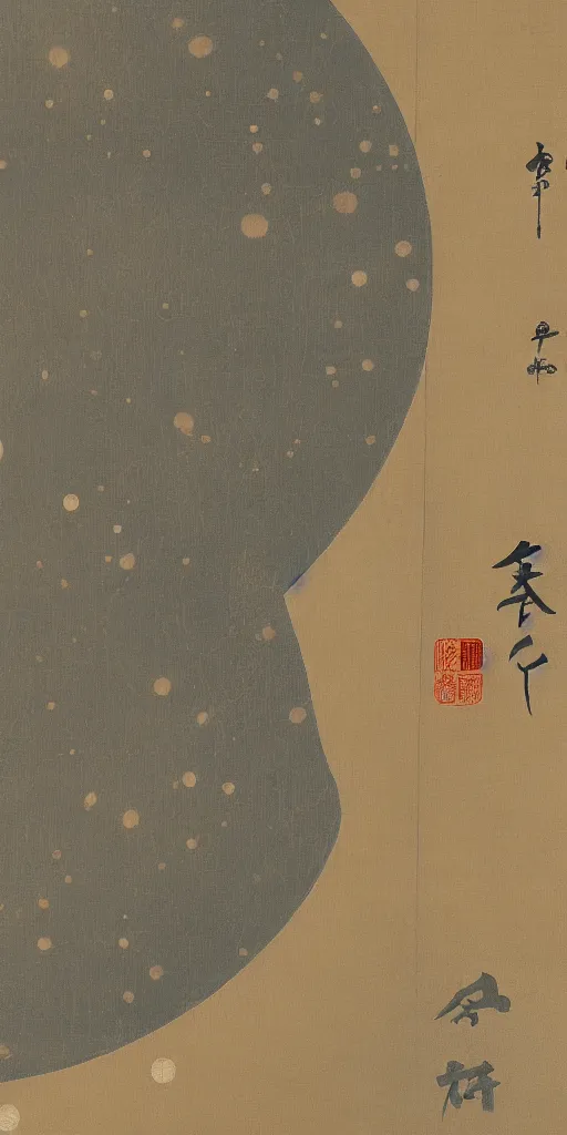 Prompt: traditional japanese painting of space, 8 k resolution, highly detailed, parchment