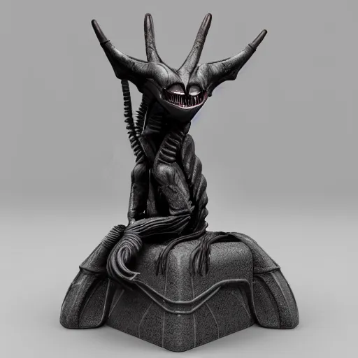 Image similar to centered photorealistic xenomorph Cat statue inspired by Giger, octane render, unreal engine 4k, volumetric light, fog, wide shot, detailed